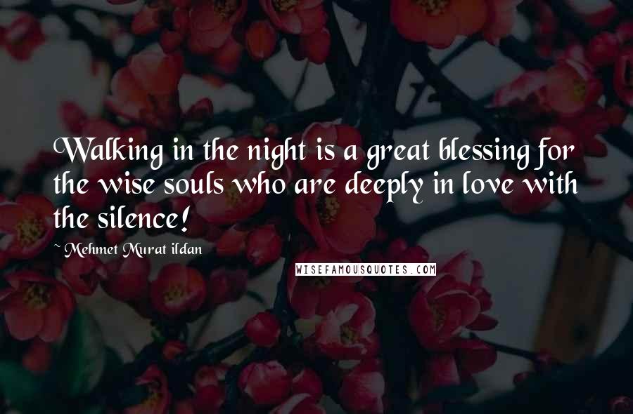 Mehmet Murat Ildan Quotes: Walking in the night is a great blessing for the wise souls who are deeply in love with the silence!