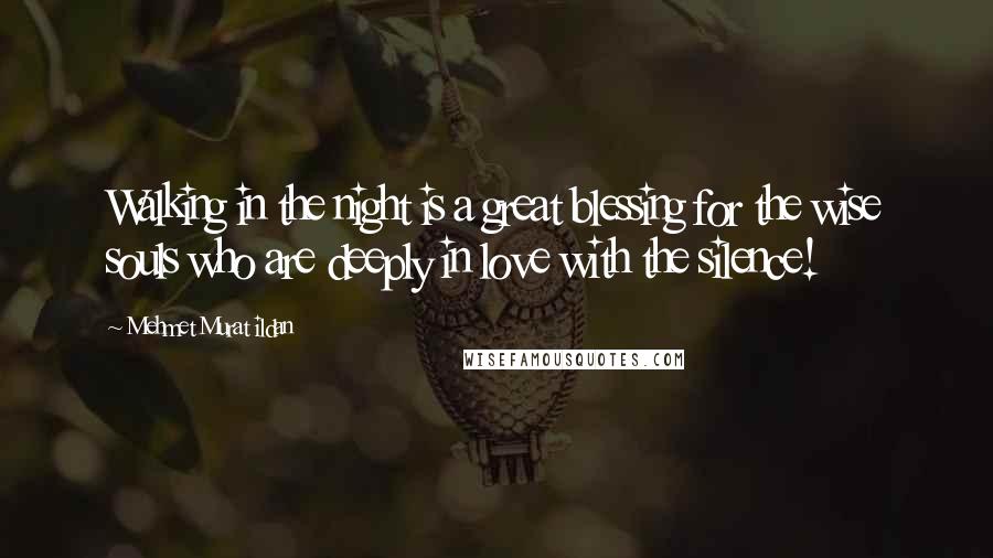 Mehmet Murat Ildan Quotes: Walking in the night is a great blessing for the wise souls who are deeply in love with the silence!