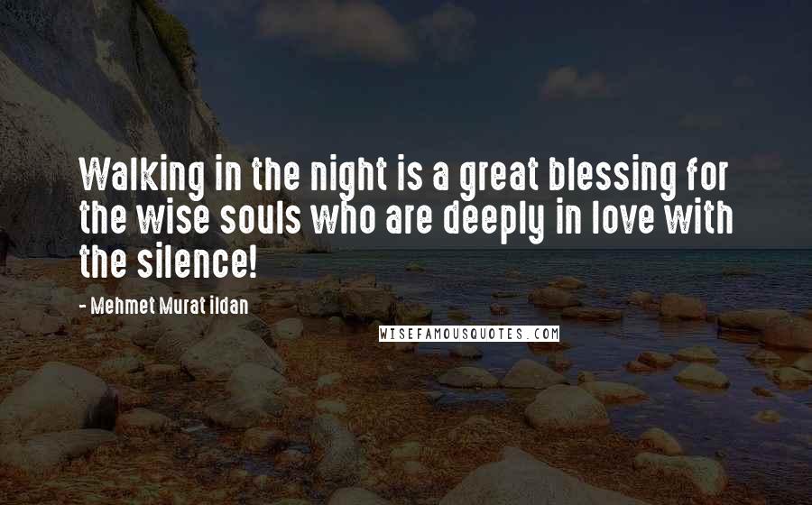 Mehmet Murat Ildan Quotes: Walking in the night is a great blessing for the wise souls who are deeply in love with the silence!