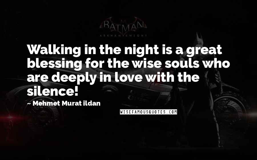 Mehmet Murat Ildan Quotes: Walking in the night is a great blessing for the wise souls who are deeply in love with the silence!