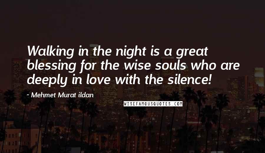 Mehmet Murat Ildan Quotes: Walking in the night is a great blessing for the wise souls who are deeply in love with the silence!