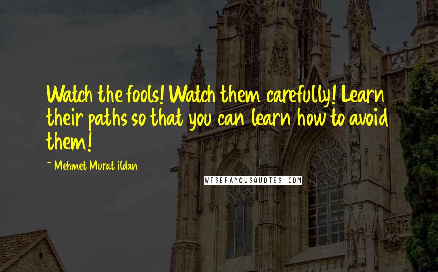 Mehmet Murat Ildan Quotes: Watch the fools! Watch them carefully! Learn their paths so that you can learn how to avoid them!