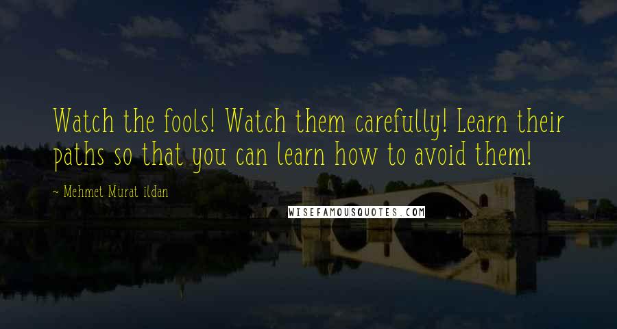 Mehmet Murat Ildan Quotes: Watch the fools! Watch them carefully! Learn their paths so that you can learn how to avoid them!