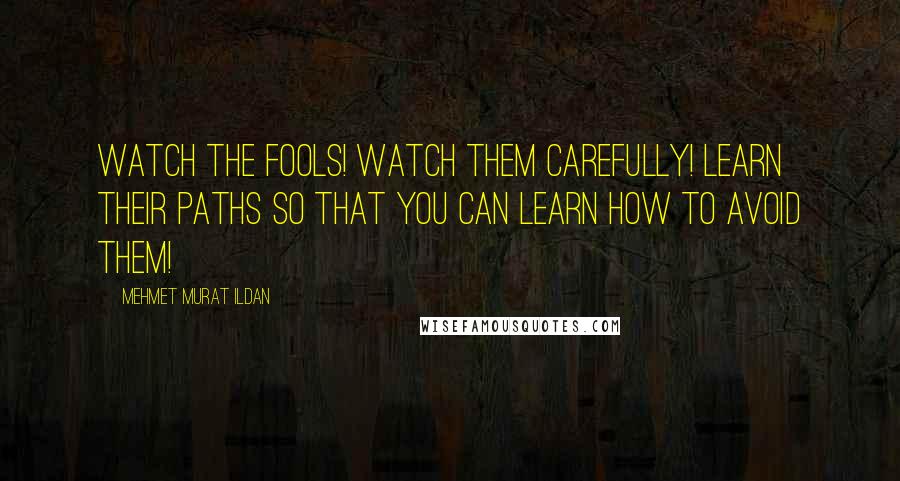 Mehmet Murat Ildan Quotes: Watch the fools! Watch them carefully! Learn their paths so that you can learn how to avoid them!