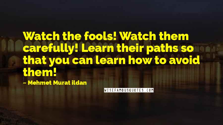 Mehmet Murat Ildan Quotes: Watch the fools! Watch them carefully! Learn their paths so that you can learn how to avoid them!