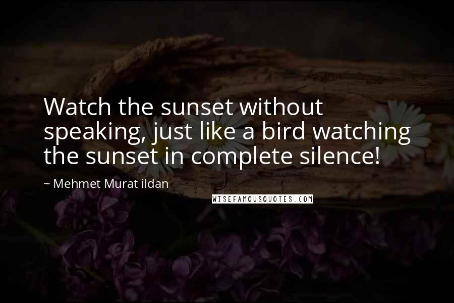 Mehmet Murat Ildan Quotes: Watch the sunset without speaking, just like a bird watching the sunset in complete silence!