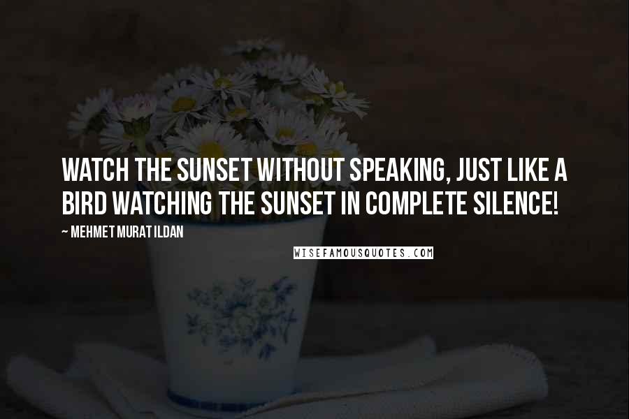 Mehmet Murat Ildan Quotes: Watch the sunset without speaking, just like a bird watching the sunset in complete silence!