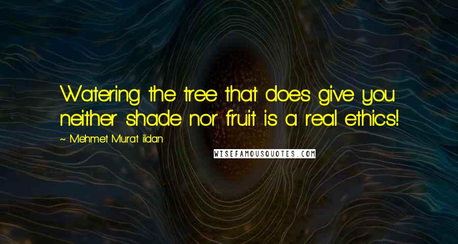 Mehmet Murat Ildan Quotes: Watering the tree that does give you neither shade nor fruit is a real ethics!