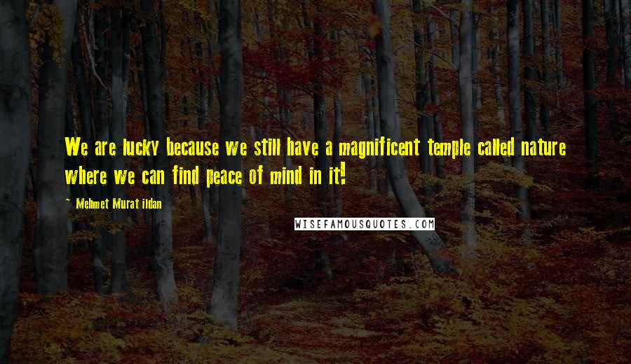 Mehmet Murat Ildan Quotes: We are lucky because we still have a magnificent temple called nature where we can find peace of mind in it!