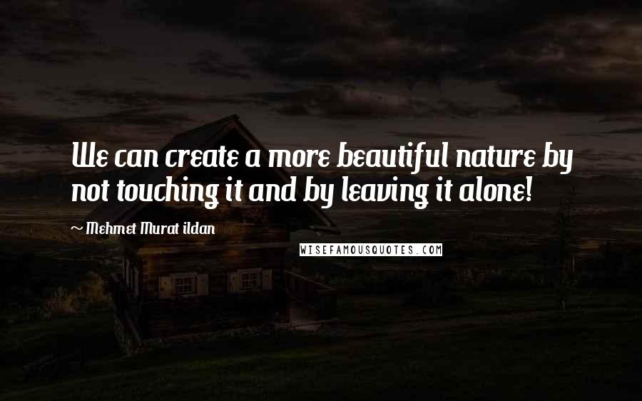 Mehmet Murat Ildan Quotes: We can create a more beautiful nature by not touching it and by leaving it alone!