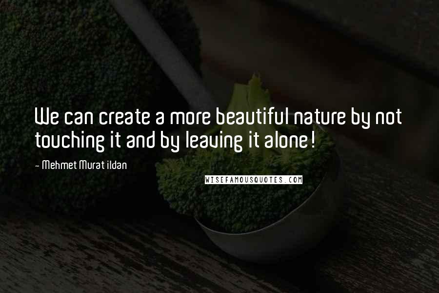 Mehmet Murat Ildan Quotes: We can create a more beautiful nature by not touching it and by leaving it alone!