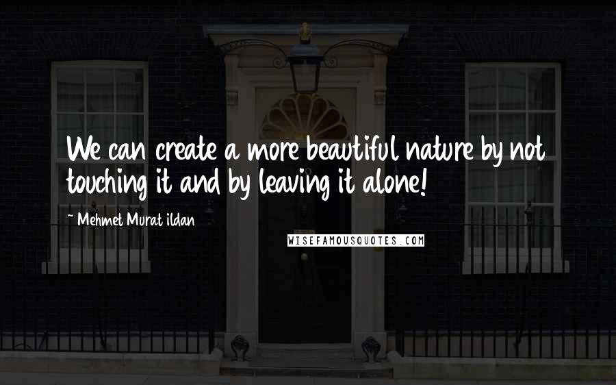 Mehmet Murat Ildan Quotes: We can create a more beautiful nature by not touching it and by leaving it alone!