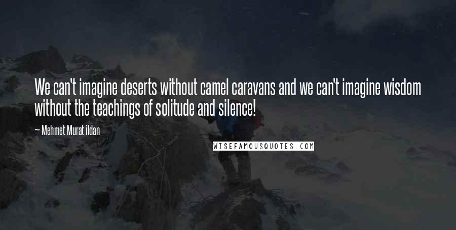 Mehmet Murat Ildan Quotes: We can't imagine deserts without camel caravans and we can't imagine wisdom without the teachings of solitude and silence!