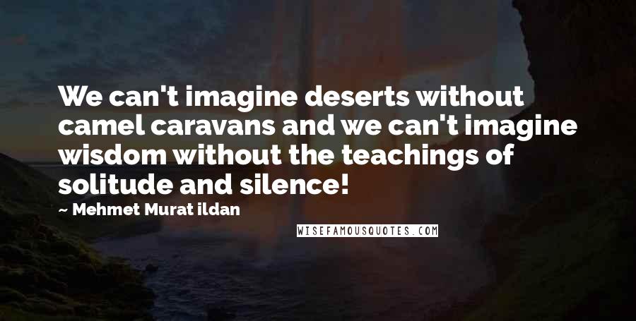 Mehmet Murat Ildan Quotes: We can't imagine deserts without camel caravans and we can't imagine wisdom without the teachings of solitude and silence!