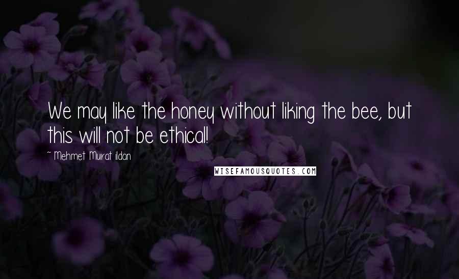 Mehmet Murat Ildan Quotes: We may like the honey without liking the bee, but this will not be ethical!