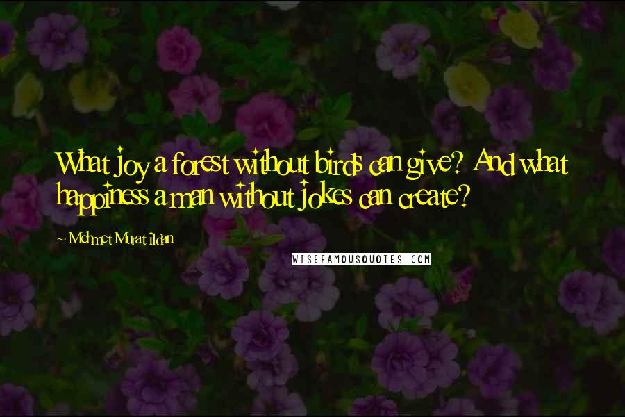 Mehmet Murat Ildan Quotes: What joy a forest without birds can give? And what happiness a man without jokes can create?