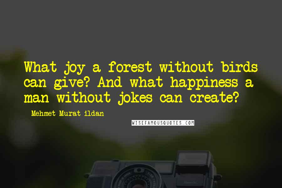 Mehmet Murat Ildan Quotes: What joy a forest without birds can give? And what happiness a man without jokes can create?