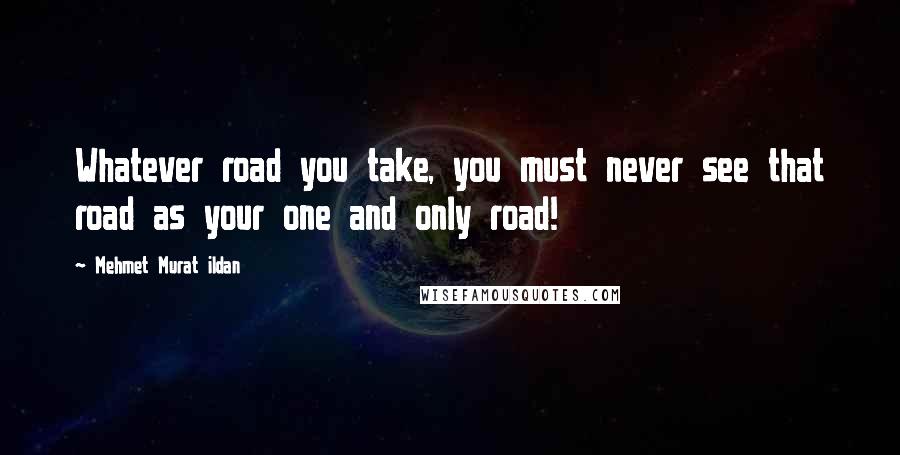 Mehmet Murat Ildan Quotes: Whatever road you take, you must never see that road as your one and only road!
