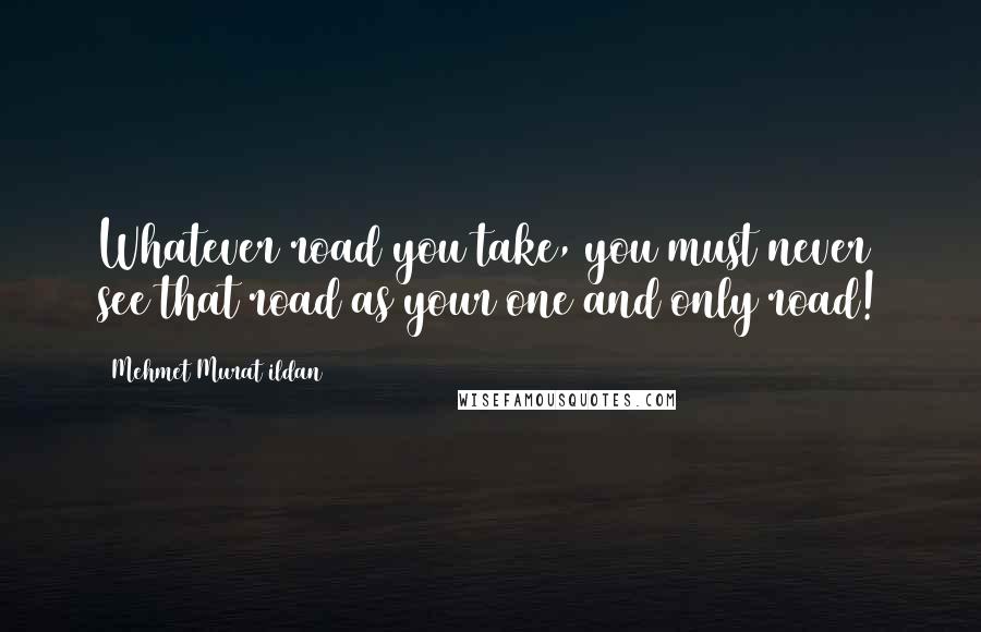 Mehmet Murat Ildan Quotes: Whatever road you take, you must never see that road as your one and only road!