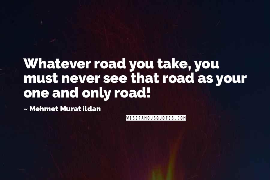 Mehmet Murat Ildan Quotes: Whatever road you take, you must never see that road as your one and only road!