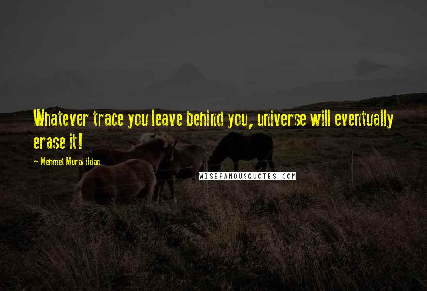 Mehmet Murat Ildan Quotes: Whatever trace you leave behind you, universe will eventually erase it!