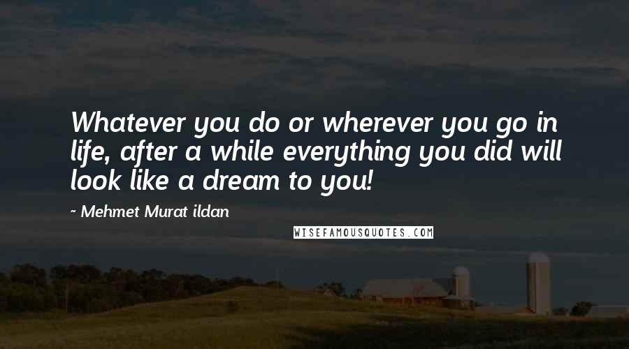 Mehmet Murat Ildan Quotes: Whatever you do or wherever you go in life, after a while everything you did will look like a dream to you!
