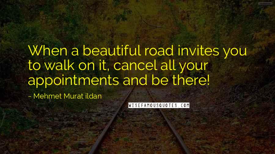 Mehmet Murat Ildan Quotes: When a beautiful road invites you to walk on it, cancel all your appointments and be there!