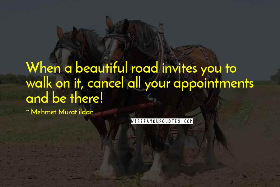 Mehmet Murat Ildan Quotes: When a beautiful road invites you to walk on it, cancel all your appointments and be there!