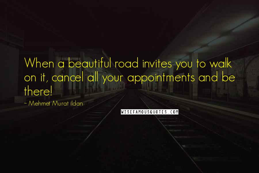 Mehmet Murat Ildan Quotes: When a beautiful road invites you to walk on it, cancel all your appointments and be there!