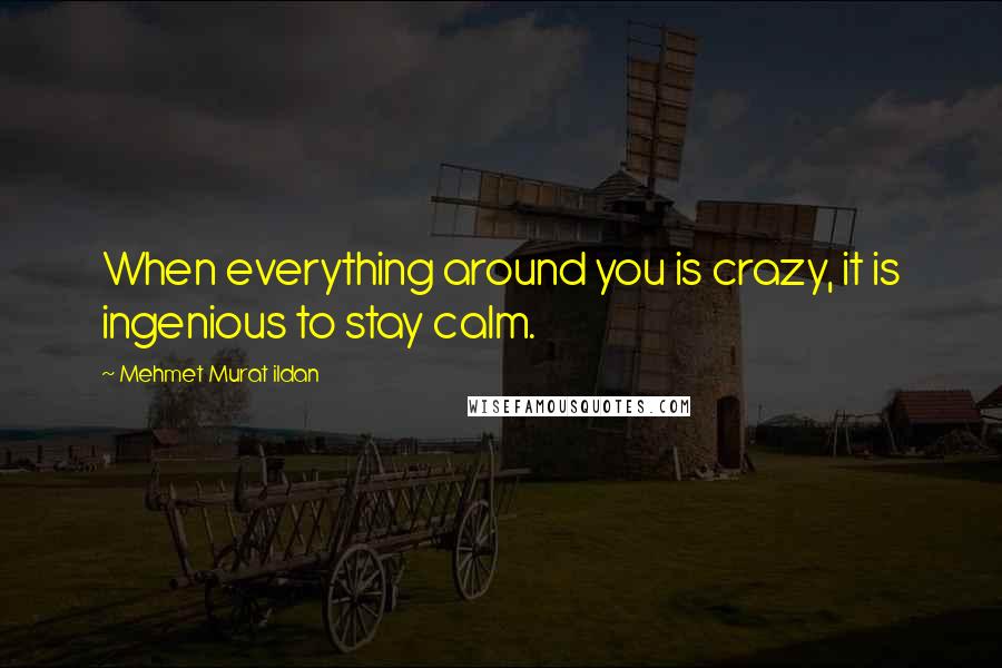 Mehmet Murat Ildan Quotes: When everything around you is crazy, it is ingenious to stay calm.