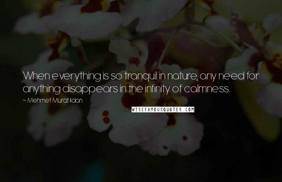 Mehmet Murat Ildan Quotes: When everything is so tranquil in nature, any need for anything disappears in the infinity of calmness.