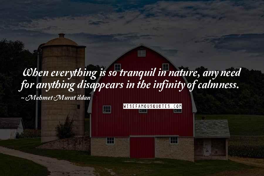 Mehmet Murat Ildan Quotes: When everything is so tranquil in nature, any need for anything disappears in the infinity of calmness.