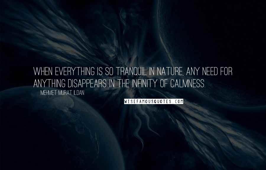 Mehmet Murat Ildan Quotes: When everything is so tranquil in nature, any need for anything disappears in the infinity of calmness.