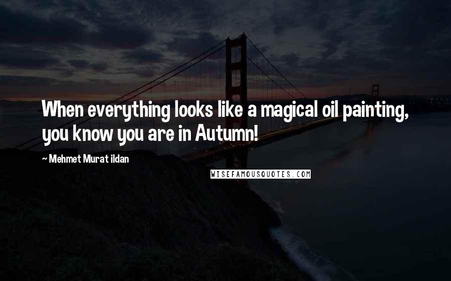 Mehmet Murat Ildan Quotes: When everything looks like a magical oil painting, you know you are in Autumn!