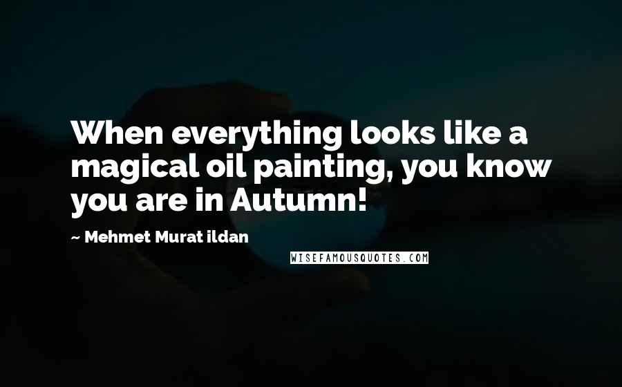 Mehmet Murat Ildan Quotes: When everything looks like a magical oil painting, you know you are in Autumn!