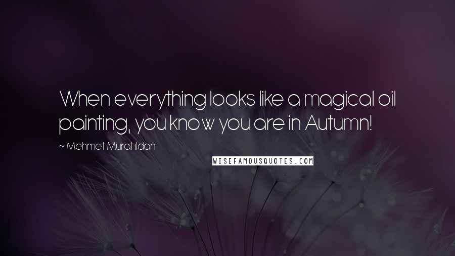 Mehmet Murat Ildan Quotes: When everything looks like a magical oil painting, you know you are in Autumn!