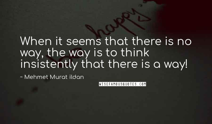 Mehmet Murat Ildan Quotes: When it seems that there is no way, the way is to think insistently that there is a way!