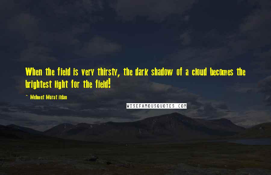 Mehmet Murat Ildan Quotes: When the field is very thirsty, the dark shadow of a cloud becomes the brightest light for the field!