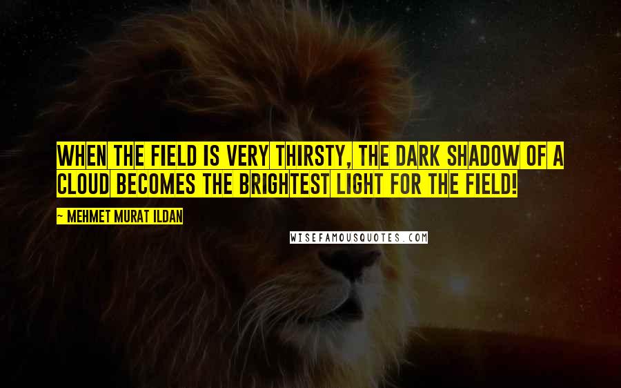 Mehmet Murat Ildan Quotes: When the field is very thirsty, the dark shadow of a cloud becomes the brightest light for the field!