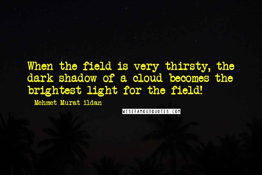 Mehmet Murat Ildan Quotes: When the field is very thirsty, the dark shadow of a cloud becomes the brightest light for the field!