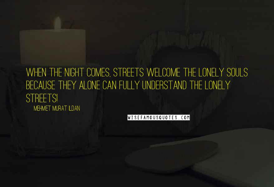 Mehmet Murat Ildan Quotes: When the night comes, streets welcome the lonely souls because they alone can fully understand the lonely streets!