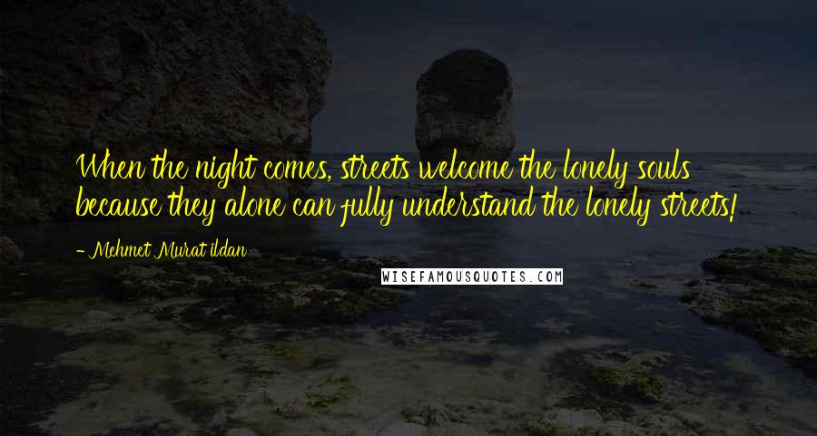 Mehmet Murat Ildan Quotes: When the night comes, streets welcome the lonely souls because they alone can fully understand the lonely streets!