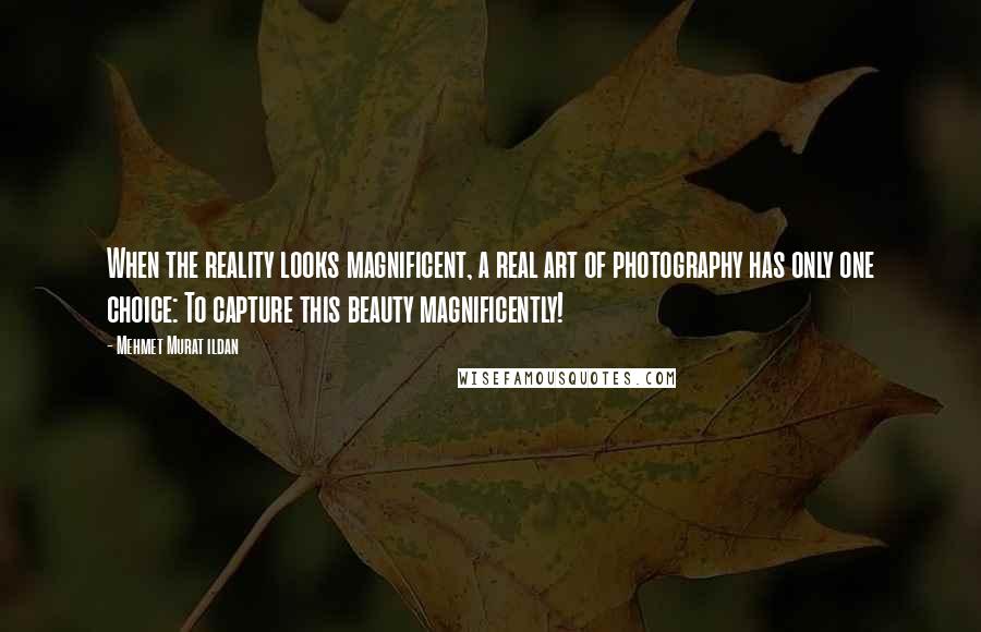 Mehmet Murat Ildan Quotes: When the reality looks magnificent, a real art of photography has only one choice: To capture this beauty magnificently!