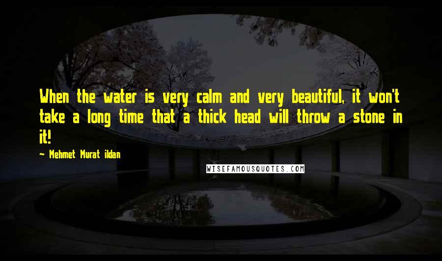 Mehmet Murat Ildan Quotes: When the water is very calm and very beautiful, it won't take a long time that a thick head will throw a stone in it!