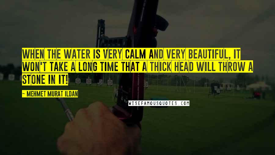 Mehmet Murat Ildan Quotes: When the water is very calm and very beautiful, it won't take a long time that a thick head will throw a stone in it!