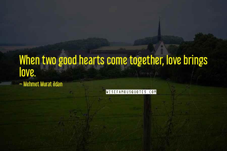 Mehmet Murat Ildan Quotes: When two good hearts come together, love brings love.