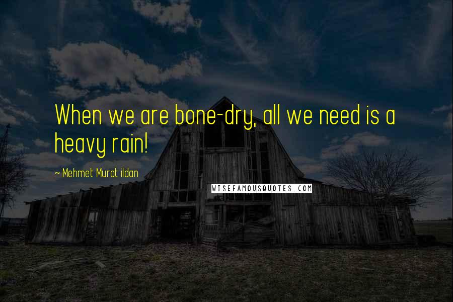 Mehmet Murat Ildan Quotes: When we are bone-dry, all we need is a heavy rain!