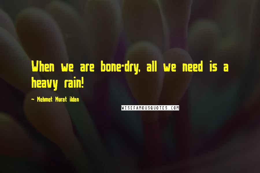 Mehmet Murat Ildan Quotes: When we are bone-dry, all we need is a heavy rain!