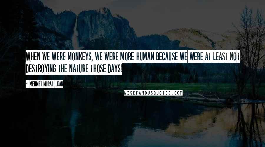 Mehmet Murat Ildan Quotes: When we were monkeys, we were more human because we were at least not destroying the nature those days!