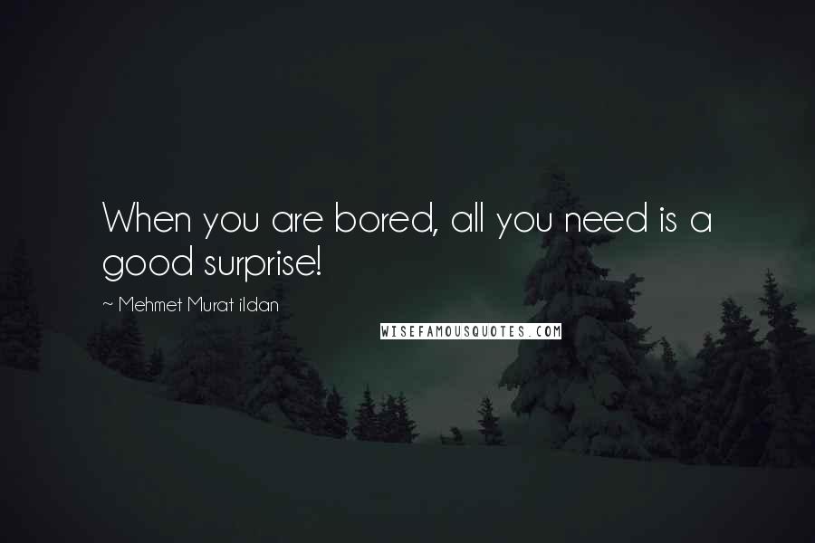 Mehmet Murat Ildan Quotes: When you are bored, all you need is a good surprise!